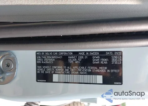 2022 Volvo Xc60 B5 Momentum from USA, damaged, VIN YV4L12DKXN1024421